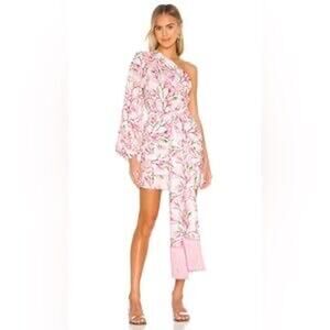 BRONX & BANCO Layla Pink Bow Back One Shoulder Silk Mini Dress Size Medium